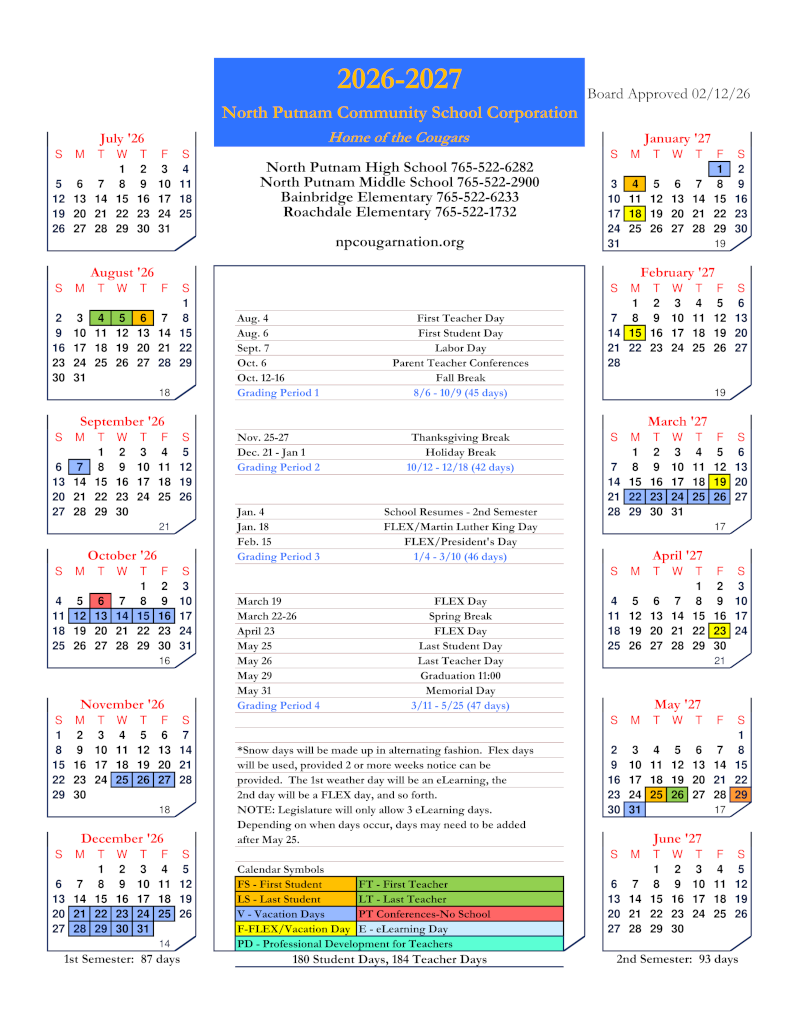 2026–2027 School Calendar